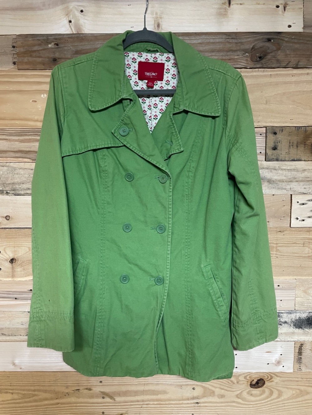 Mossimo Supply size XXL Green Double-Breasted Trench Coat with Pockets & Belt